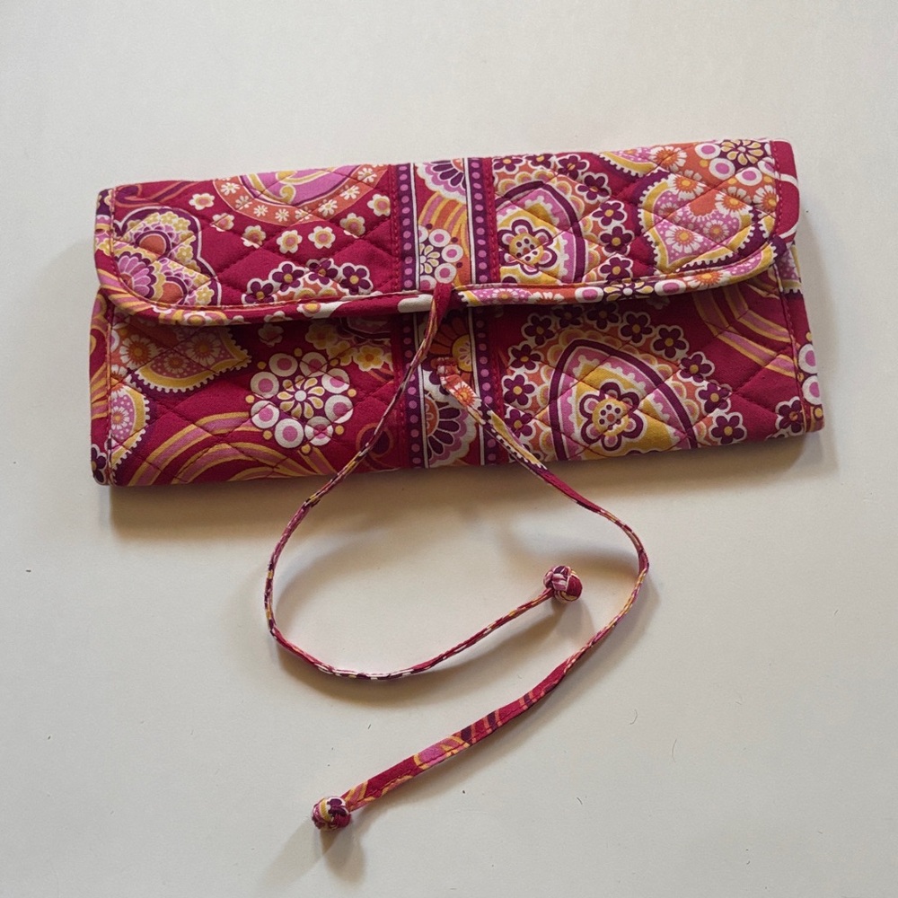 Vera Bradley | Pink Cotton Travel Satchel | Make Up Brush Folding Pack Boho Bag